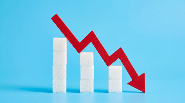 Downward stock market trend with decreasing bar graph
