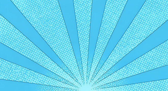 Comic book style sunburst background in light blue with halftone dot pattern sunburst background halftone starburst abstract illustration backdrop