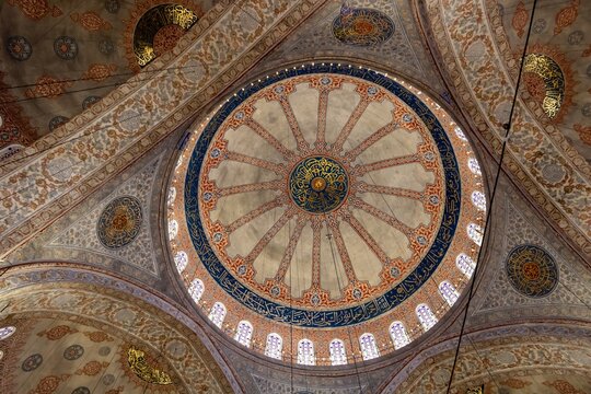 The interior of Sultan Ahmed Mosque (Blue Mosque), a UNESCO World Heritage Site, Istanbul