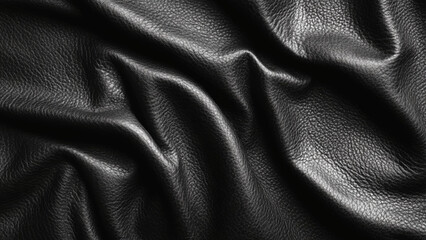 Fototapeta premium Close-up of a smooth, black leather surface. 