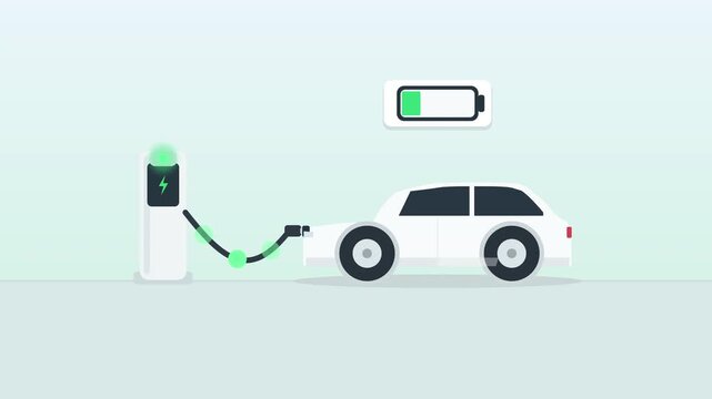 White electric SUV charging at station, energy conservation, battery indicator, clean transportation, future mobility, sustainable lifestyle