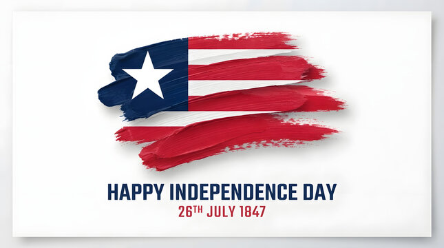 Liberia independence day creative brush stroke flag design 26th july 1847 with independence artistic national patriotic celebration anniversary liberian