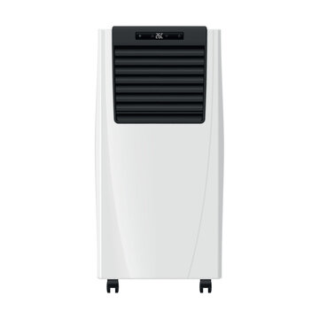 Floor air conditioner stands on the floor with digital display and vents for cooling in a modern indoor space