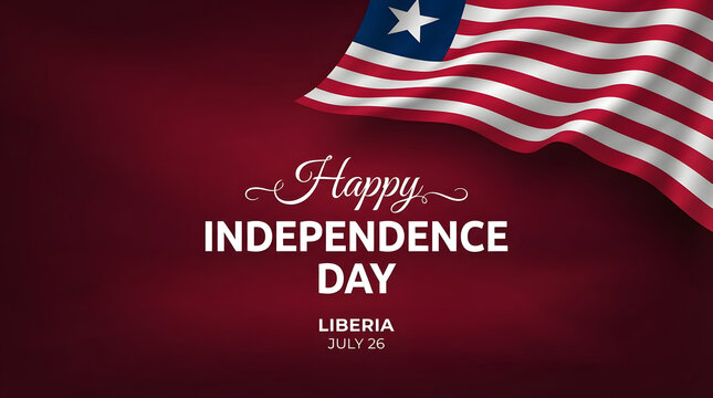 Liberia independence day greeting waving flag on red background with independence patriotic celebration liberian background national sovereignty official