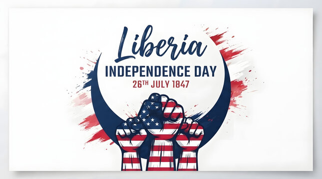 Liberia independence day celebration graphic featuring raised fists with national flag colors independence celebration patriotic liberian sovereignty