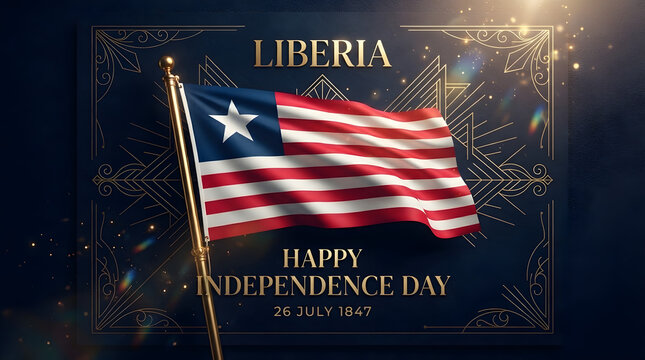 Festive liberia independence day celebration with waving flag independence celebration patriotic liberian national sovereignty fireworks sparkles