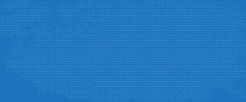 Blue print grid worksheet template. Checkered blank page layout for notebook, cutting mat, office work, drafting, plotting, memos, engineering schemes or architecting measuring. Vector illustration