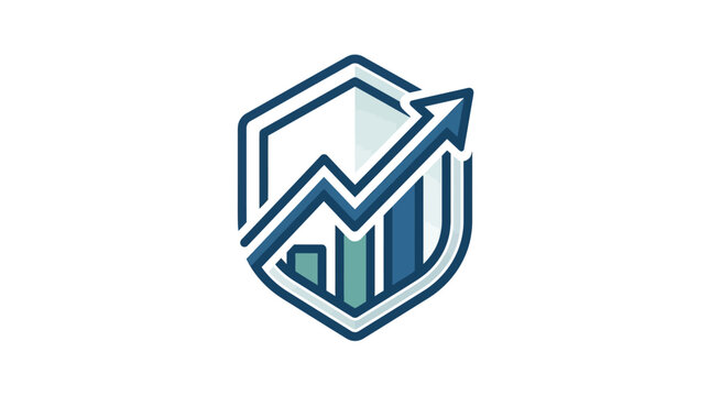 Financial growth bar chart inside a security shield icon.
