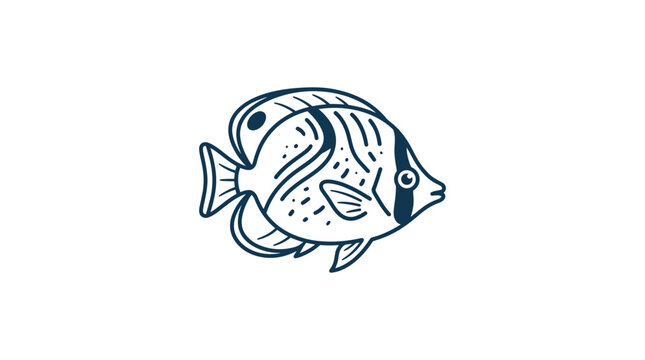 Hand-drawn stylized butterflyfish illustration on white background