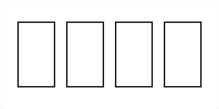 Minimalist Geometric Rectangles in a Row - Simple Black and White Outline Design. Illustration isolated on white