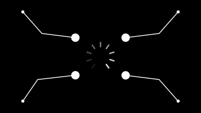 Abstract digital data connection lines animation with loading icon