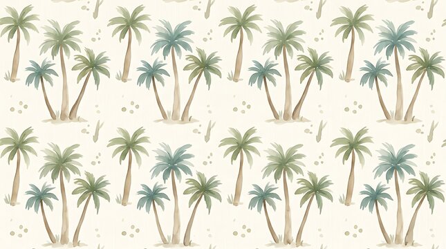 Summer vacation spot with a repeating pattern of palm trees on the beach