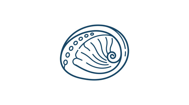 Minimalist Outline Drawing of an Abalone Shell on White Background