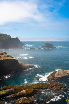 Beautiful rocky coastline from Cape Flattery, Washington State with sea and rocks