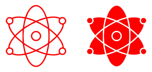 Atomic orbit icon with nucleus and electron paths, science technology symbol in outline and solid style, physics and research concept PNG © Icon Design 