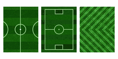 soccer field vector illustration with green grass texture football pitch sports minimalist design pattern stripes background white layout goal area center © Milon