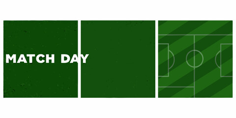 soccer field graphic with match day text realistic texture football pitch sports broadcast design illustration vector green lines game competition team © Milon