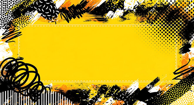 Artistic distressed frame with grunge scribbles and halftone texture abstract scribble halftone artistic distressed background creative wallpaper illustration