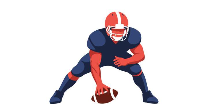 American Football Player in Athletic Stance Holding the Game Ball for a Professional Gridiron Match