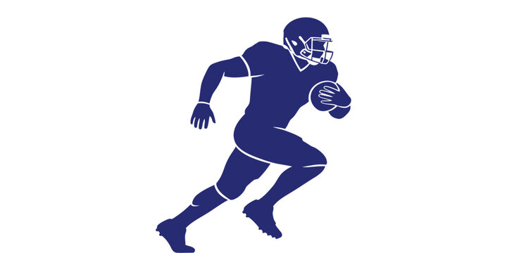 Athletic Football Player Running with Ball Silhouette Graphic