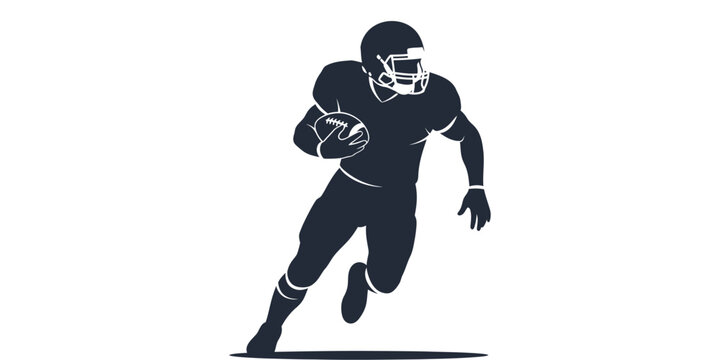 Dynamic American Football Player Silhouette Running With Ball in Sports Action Pose