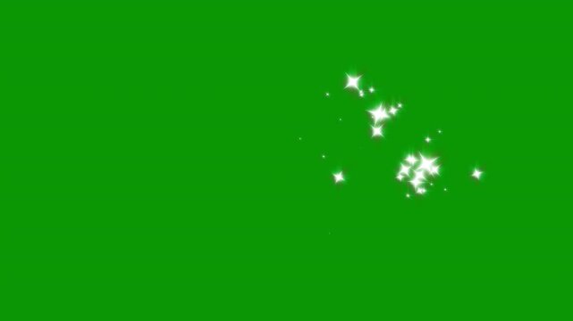 4k magic light stars line effect on green screen, fast glittering star lines, twinkling white glowing star with sparkling glitter animation, magic sparkling bokeh effect, pixie dust path