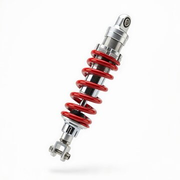 Red coilover shock absorber suspension isolated on white background