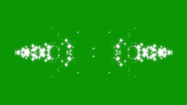 4k magic light stars line effect on green screen, fast glittering star lines, twinkling white glowing star with sparkling glitter animation, magic sparkling bokeh effect, pixie dust path