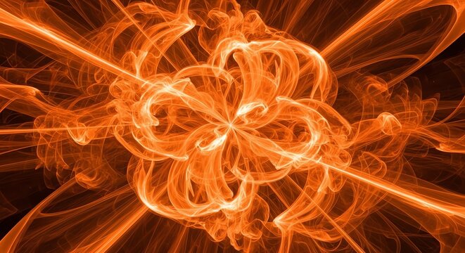 Abstract Glowing Orange Plasma Swirls