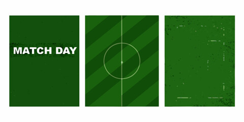 soccer field graphic with match day text realistic texture football pitch sports broadcast design illustration vector green stripes circle line sporting © Nikhil