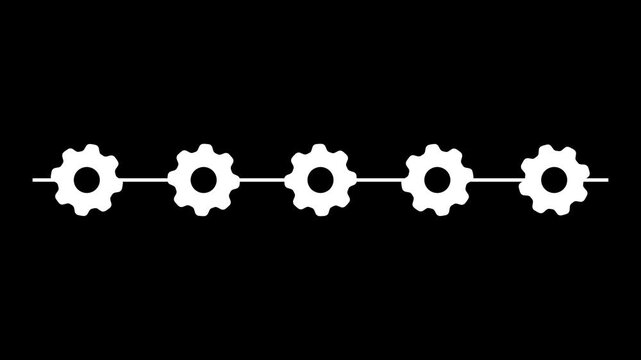 4K Gear Commercial activity white round infographic steps template animation. Sequence options 4K video. Animated blank diagram visualization. Process layout empty design element. Motion graphics
