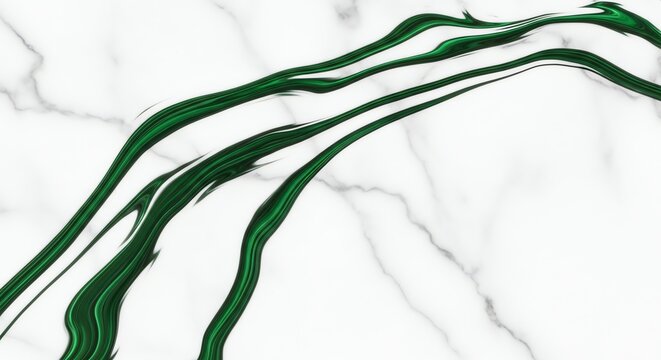 Abstract Green Swirls on Marble Background