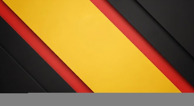 Diagonal Abstract Geometric Layers of Yellow, Red, and Black