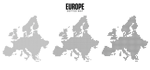 Set of dotted map of Europe on white isolated vector © ArtDawn