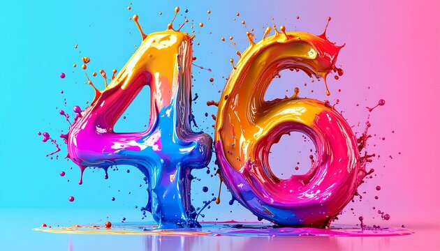 Vibrant colorful number forty six background.