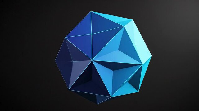 A 3D geometric shape illustration of a blue polyhedron on a black background