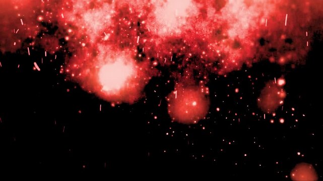 Film burn, fire sparks isolated on black background. Filmed on high 4k