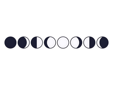 Moon Phases Diagram &ndash; Minimal Lunar Cycle Vector Illustration
