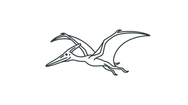 Pterodactyl Flying Line Art Icon