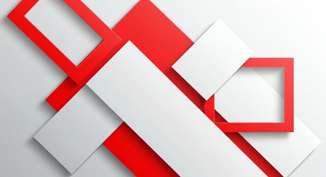 Abstract Geometric Background with Red and White Rectangles and Squares