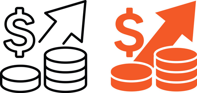 Financial growth icons with dollar signs and coins