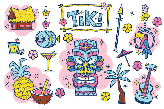 Tropical Set of Tiki Elements