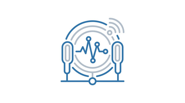 Network connectivity icon with data nodes and wireless signals.