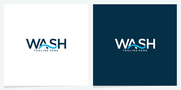 Wash pure minimalist cleansing logo identity design. Wash logo embodies purity, cleanliness, freshness, and renewal through sophisticated minimalist typography.
