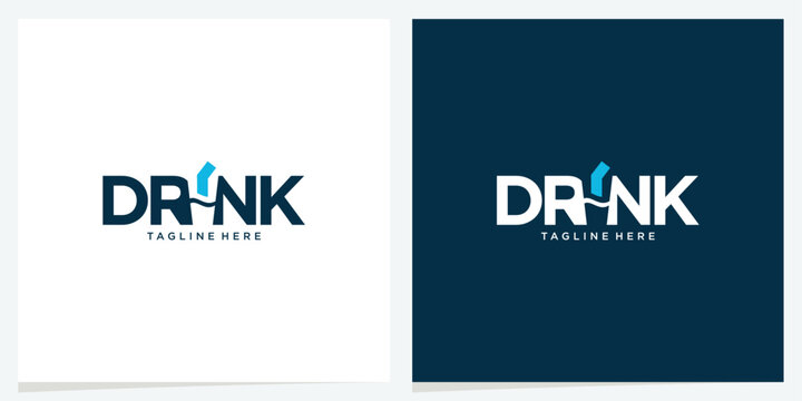 Drink pure minimalist beverage logo identity design. Drink logo symbolizes hydration, freshness, vitality, and refreshment through sophisticated minimalist typography.