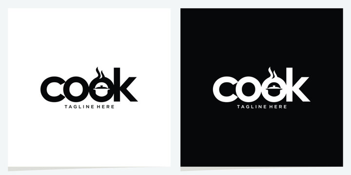 Cook modern minimalist kitchen logo identity design vector. Cook logo represents creativity, craftsmanship, warmth, and culinary excellence through sophisticated minimalist typography.
