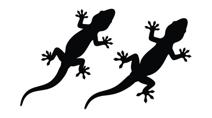 Fototapeta premium Lizard Silhouettes On White Background Minimalist Animal Shapes