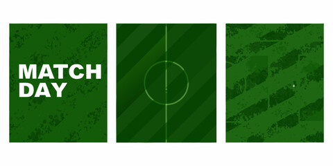 soccer field graphic with match day text realistic texture football pitch sports broadcast design illustration vector background green sport game competition © Shamal