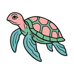 Fototapeta premium PNG Colorful turtle illustration design.