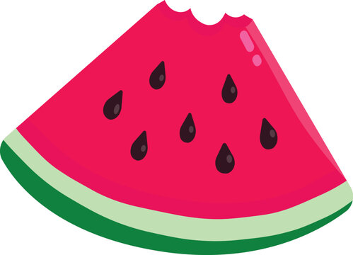 Watermelon Slice with bite mark, isolated vector illustration